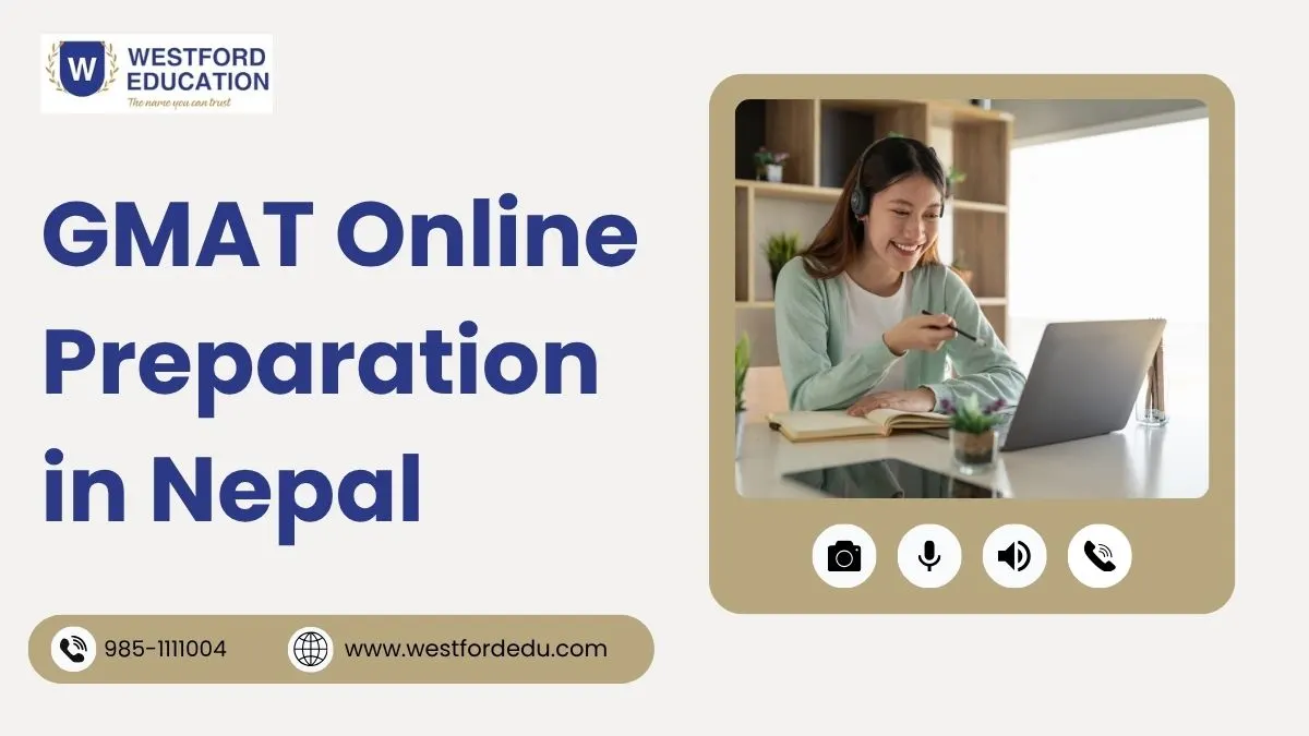 GMAT online preparation in Nepal with a student studying on a laptop