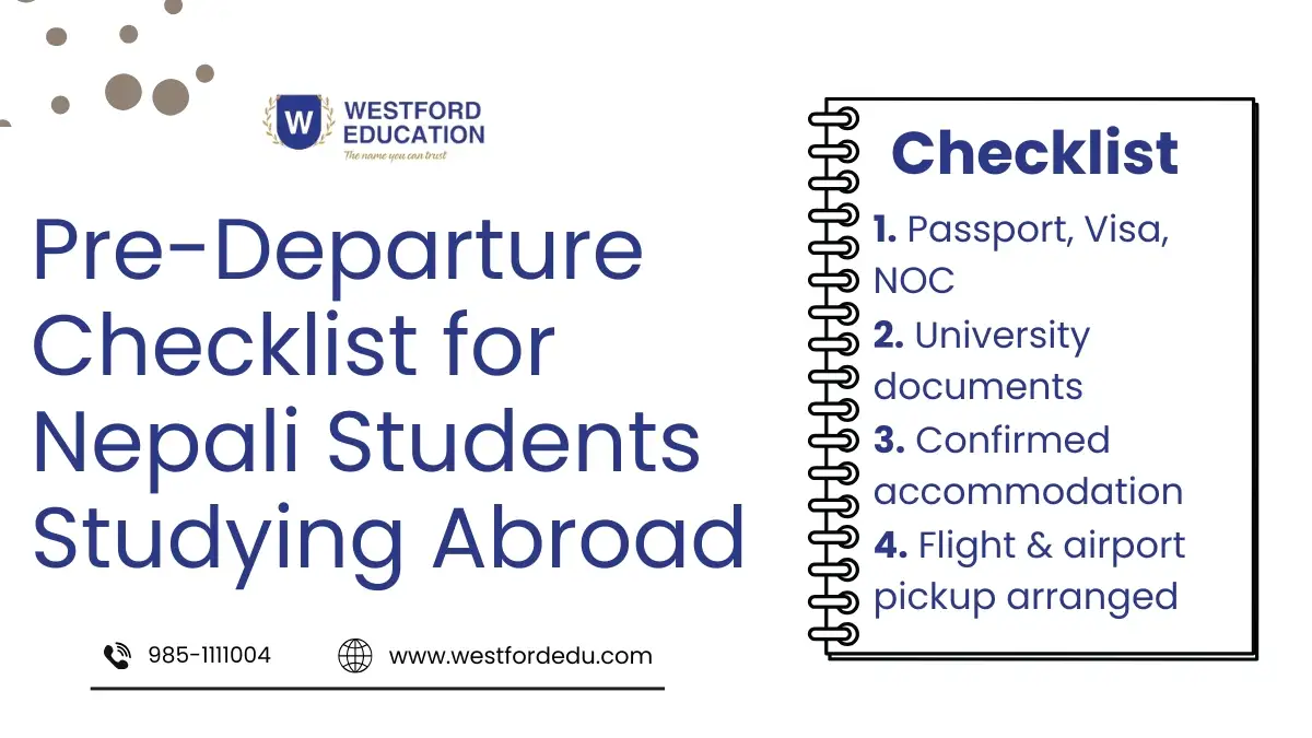 Westford Education Pre-Departure Checklist for Nepali Students Studying Abroad.
